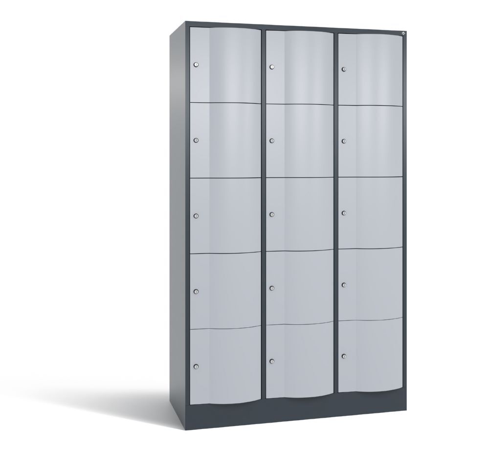 C+P Schließfachschrank Resisto 15 Fächer 1950 x 1148 x 540 mm anthrazit weißalu Produktbild C+P Schließfachschrank Resisto 15 Fächer 1950 x 1148 x 540 mm anthrazit weißalu