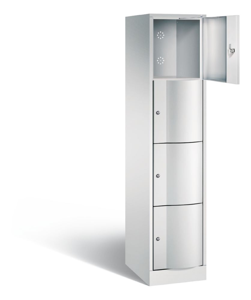 C+P Schließfachschrank aus Stahl Resisto 4 Fächer lichtgrau 396 x 540 x 1950 mm Produktbild C+P Schließfachschrank aus Stahl Resisto 4 Fächer lichtgrau 396 x 540 x 1950 mm bild 2