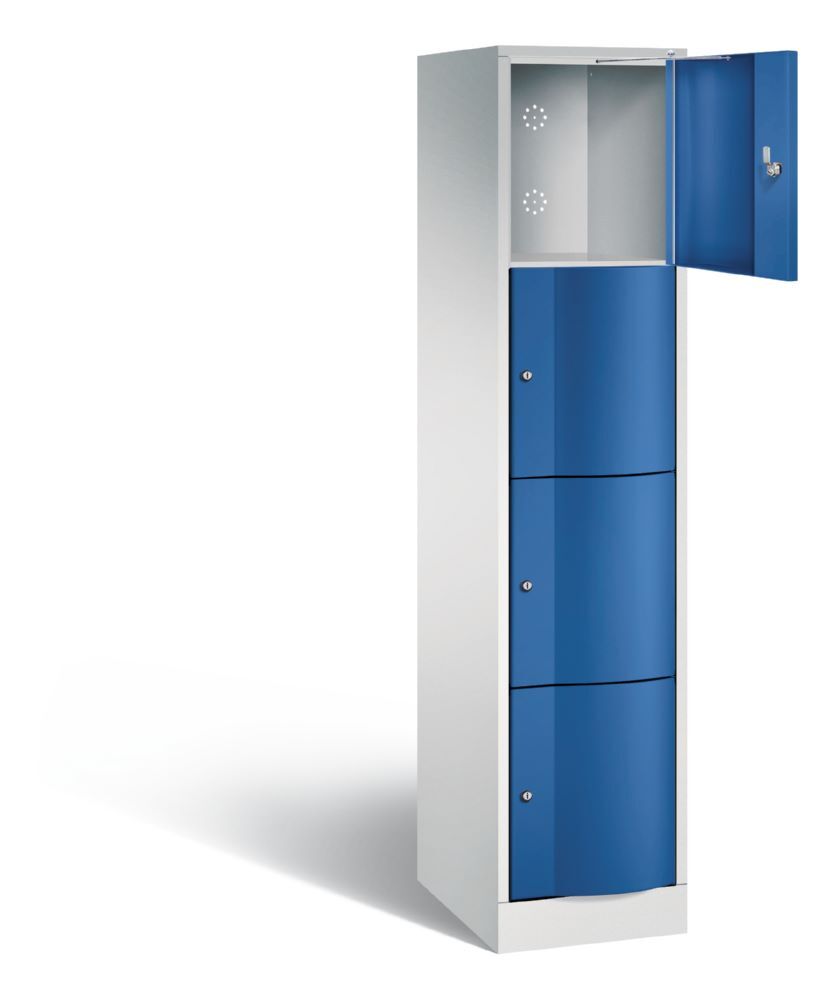 C+P Schließfachschrank aus Stahl Resisto 4 Fächer enzianblau 396 x 540 x 1950 mm Produktbild C+P Schließfachschrank aus Stahl Resisto 4 Fächer enzianblau 396 x 540 x 1950 mm bild 2