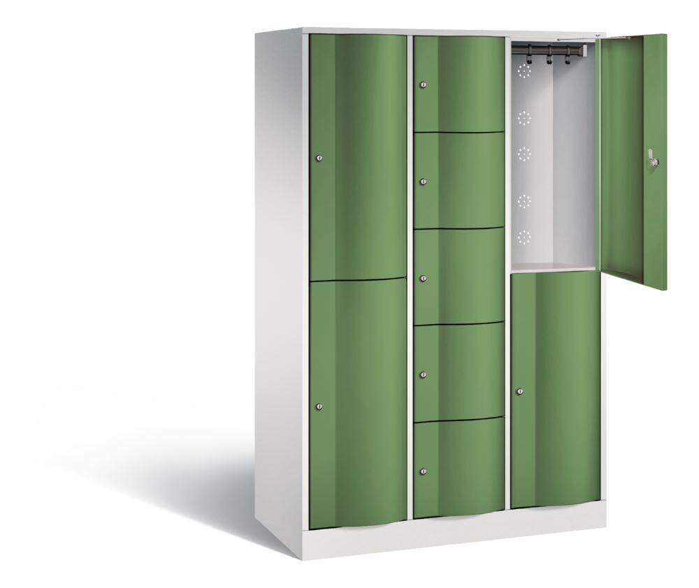 C+P Schließfachschrank Resisto 9 Fächer 1950 x 1148 x 540 mm lichtgrau resedagrün Produktbild C+P Schließfachschrank Resisto 9 Fächer 1950 x 1148 x 540 mm lichtgrau resedagrün bild 2