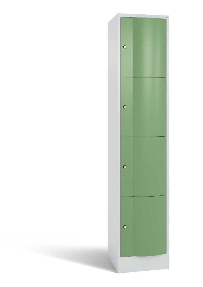 C+P Schließfachschrank aus Stahl Resisto 4 Fächer in resedagrün 396 x 540 x 1950 mm Produktbild C+P Schließfachschrank aus Stahl Resisto 4 Fächer in resedagrün 396 x 540 x 1950 mm