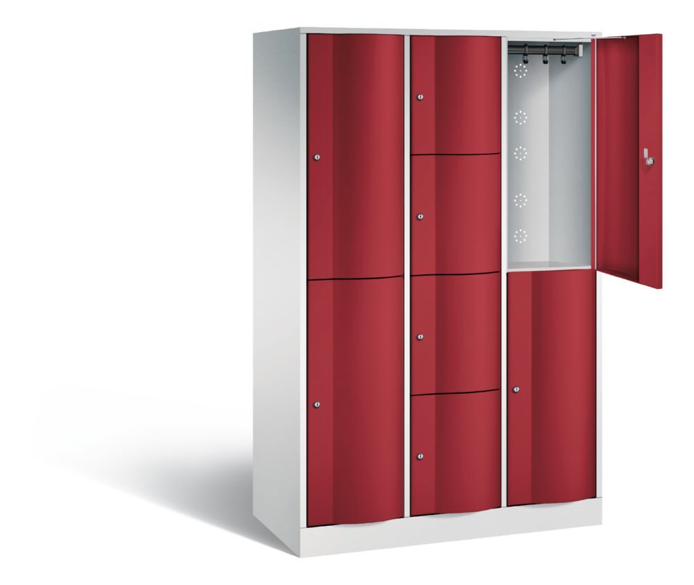 C+P Schließfachschrank Resisto 8 Fächer 1950 x 1148 x 540 mm lichtgrau rubinrot Produktbild C+P Schließfachschrank Resisto 8 Fächer 1950 x 1148 x 540 mm lichtgrau rubinrot bild 2