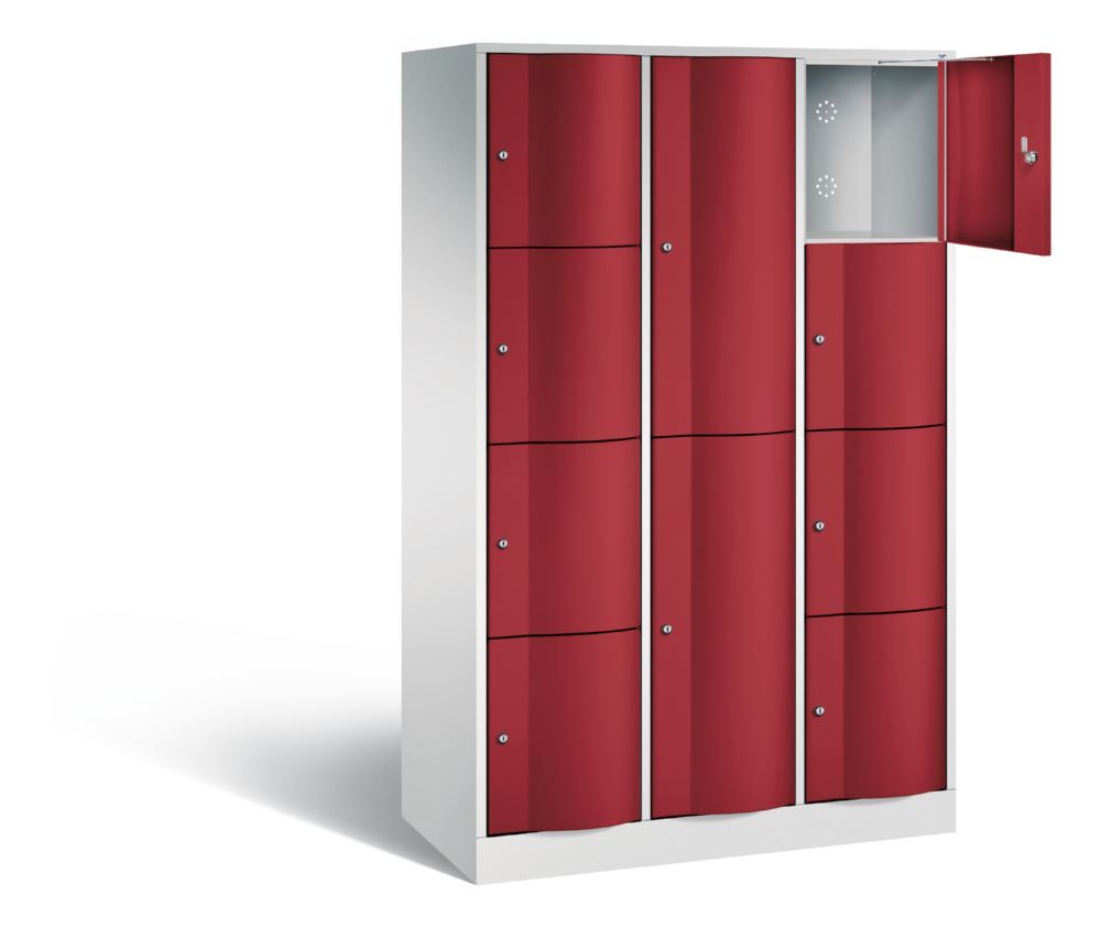 C+P Schließfachschrank Resisto 10 Fächer 1950 x 1148 x 540 mm lichtgrau rubinrot Produktbild C+P Schließfachschrank Resisto 10 Fächer 1950 x 1148 x 540 mm lichtgrau rubinrot bild 2