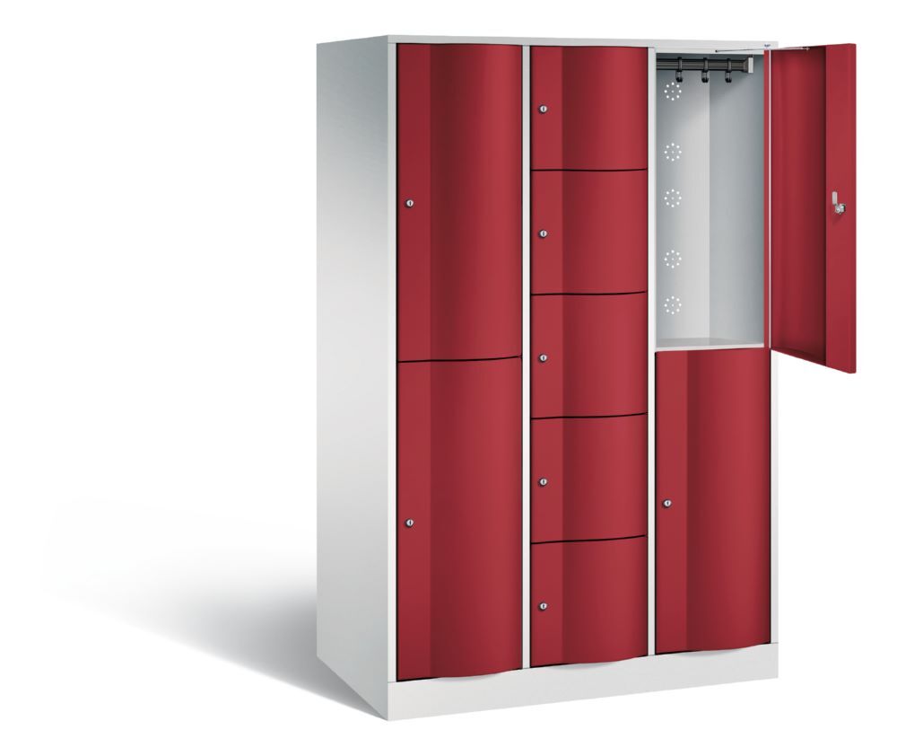 C+P Schließfachschrank Resisto 9 Fächer 1950 x 1148 x 640 mm lichtgrau rubinrot Produktbild C+P Schließfachschrank Resisto 9 Fächer 1950 x 1148 x 640 mm lichtgrau rubinrot bild 2