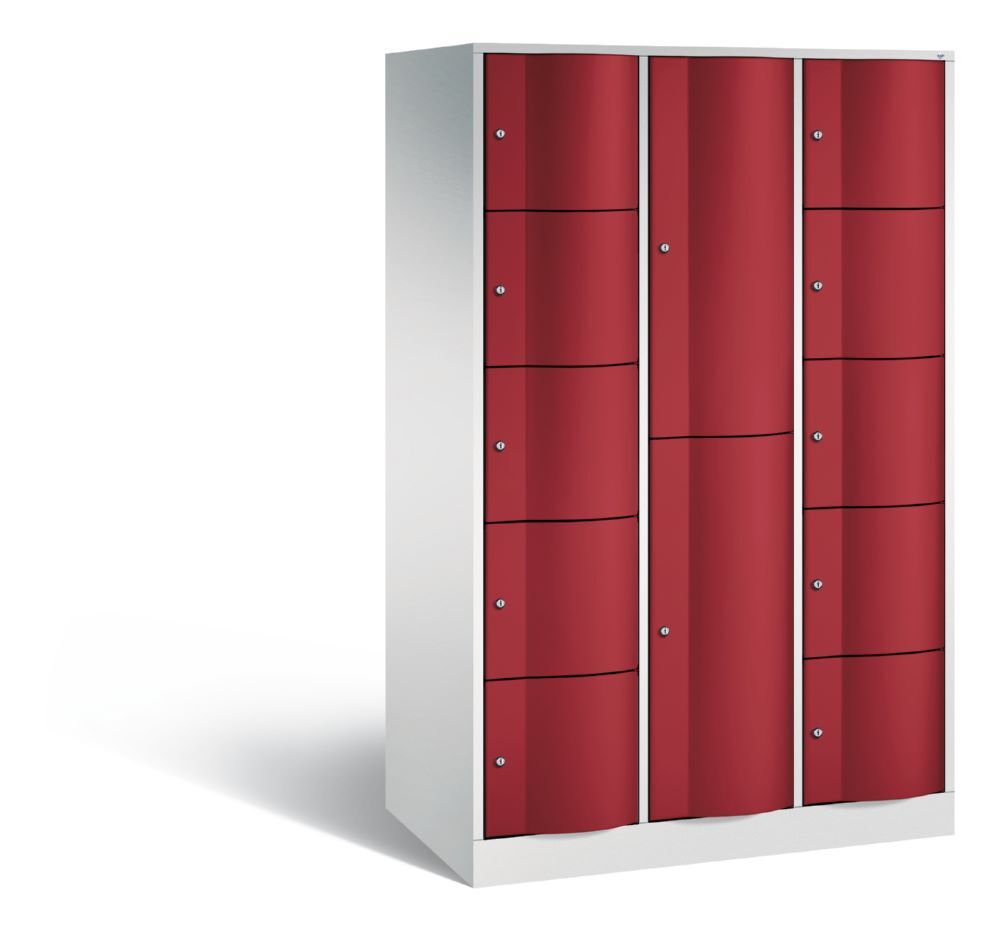 C+P Schließfachschrank Resisto 12 Fächer 1950 x 1148 x 640 mm lichtgrau rubinrot Produktbild C+P Schließfachschrank Resisto 12 Fächer 1950 x 1148 x 640 mm lichtgrau rubinrot