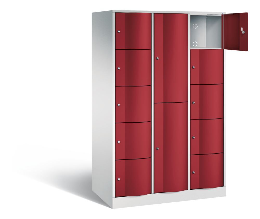 C+P Schließfachschrank Resisto 12 Fächer 1950 x 1148 x 640 mm lichtgrau rubinrot Produktbild C+P Schließfachschrank Resisto 12 Fächer 1950 x 1148 x 640 mm lichtgrau rubinrot bild 2