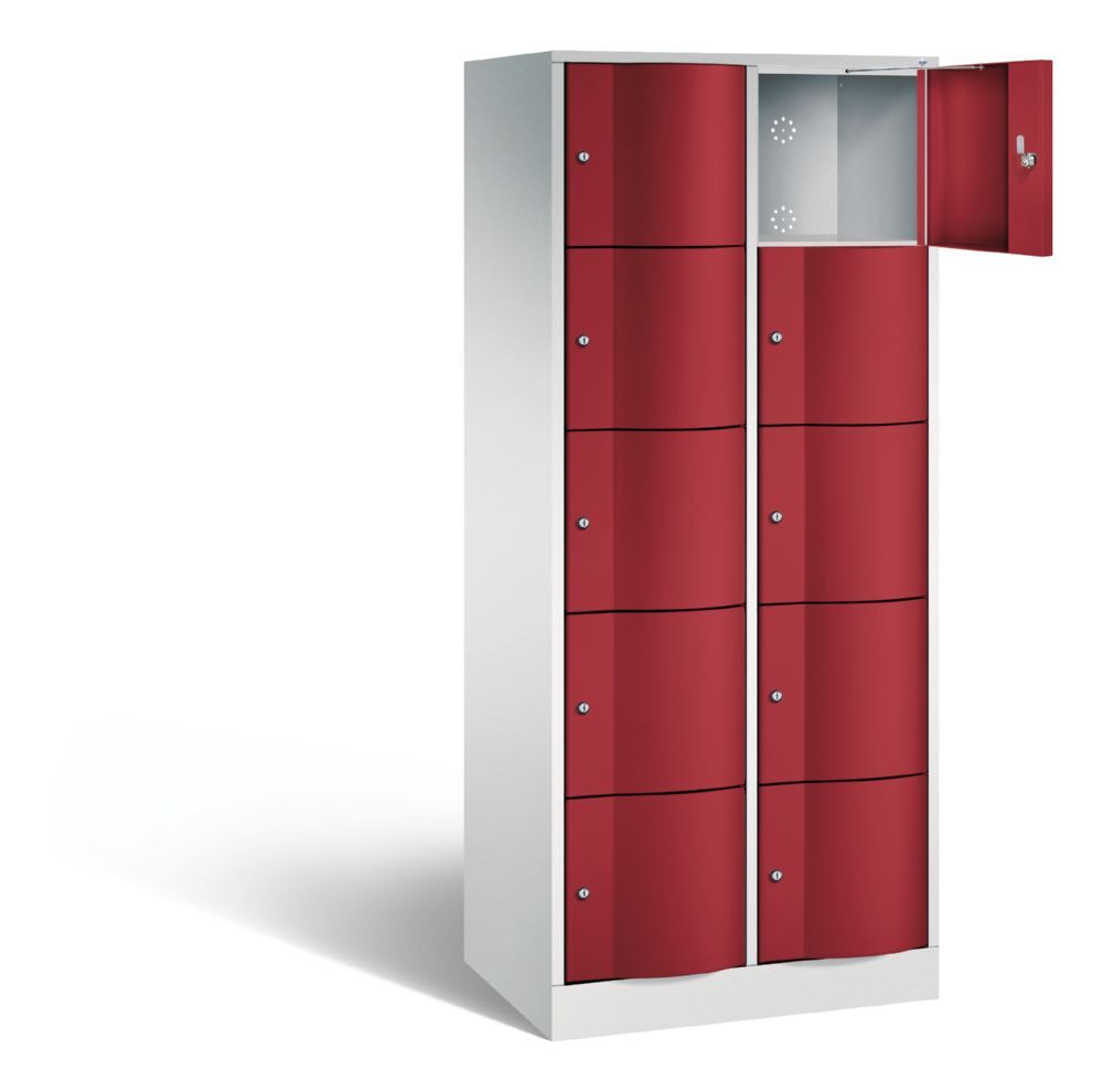 C+P Schließfachschrank Resisto 10 Fächer 1950 x 772 x 540 mm lichtgrau rubinrot Produktbild C+P Schließfachschrank Resisto 10 Fächer 1950 x 772 x 540 mm lichtgrau rubinrot bild 2