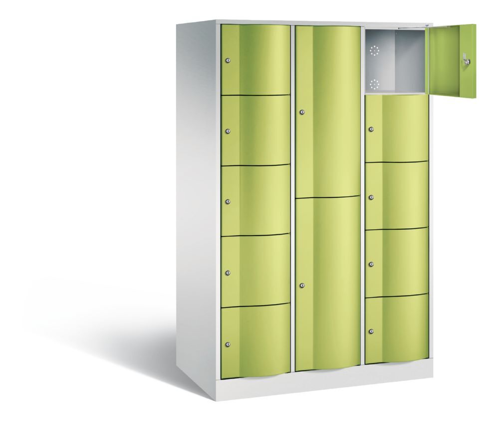 C+P Schließfachschrank Resisto 12 Fächer 1950 x 1148 x 640 mm lichtgrau viridingrün Produktbild C+P Schließfachschrank Resisto 12 Fächer 1950 x 1148 x 640 mm lichtgrau viridingrün bild 2