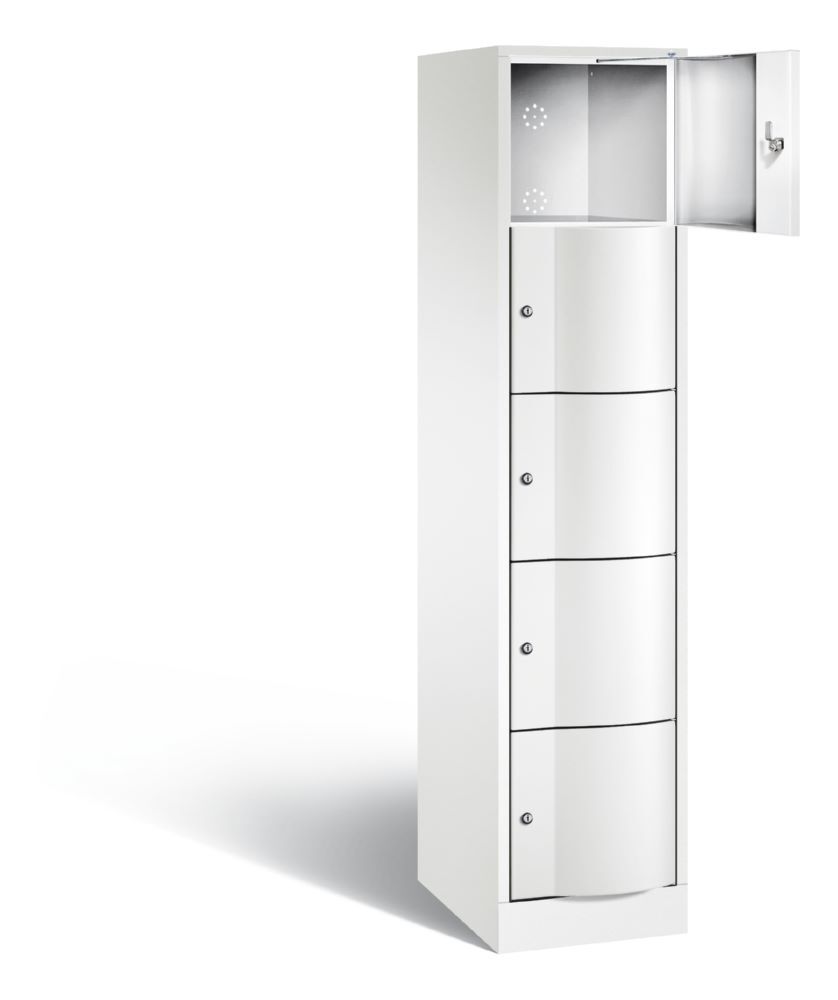 C+P Schließfachschrank Resisto 5 Fächer in 1 Abteil weiß 396 x 540 x 1950 mm Produktbild C+P Schließfachschrank Resisto 5 Fächer in 1 Abteil weiß 396 x 540 x 1950 mm bild 2