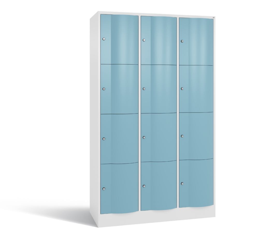 C+P Schließfachschrank Resisto 12 Fächer 1950 x 1148 x 540 mm weiß horizontblau Produktbild C+P Schließfachschrank Resisto 12 Fächer 1950 x 1148 x 540 mm weiß horizontblau