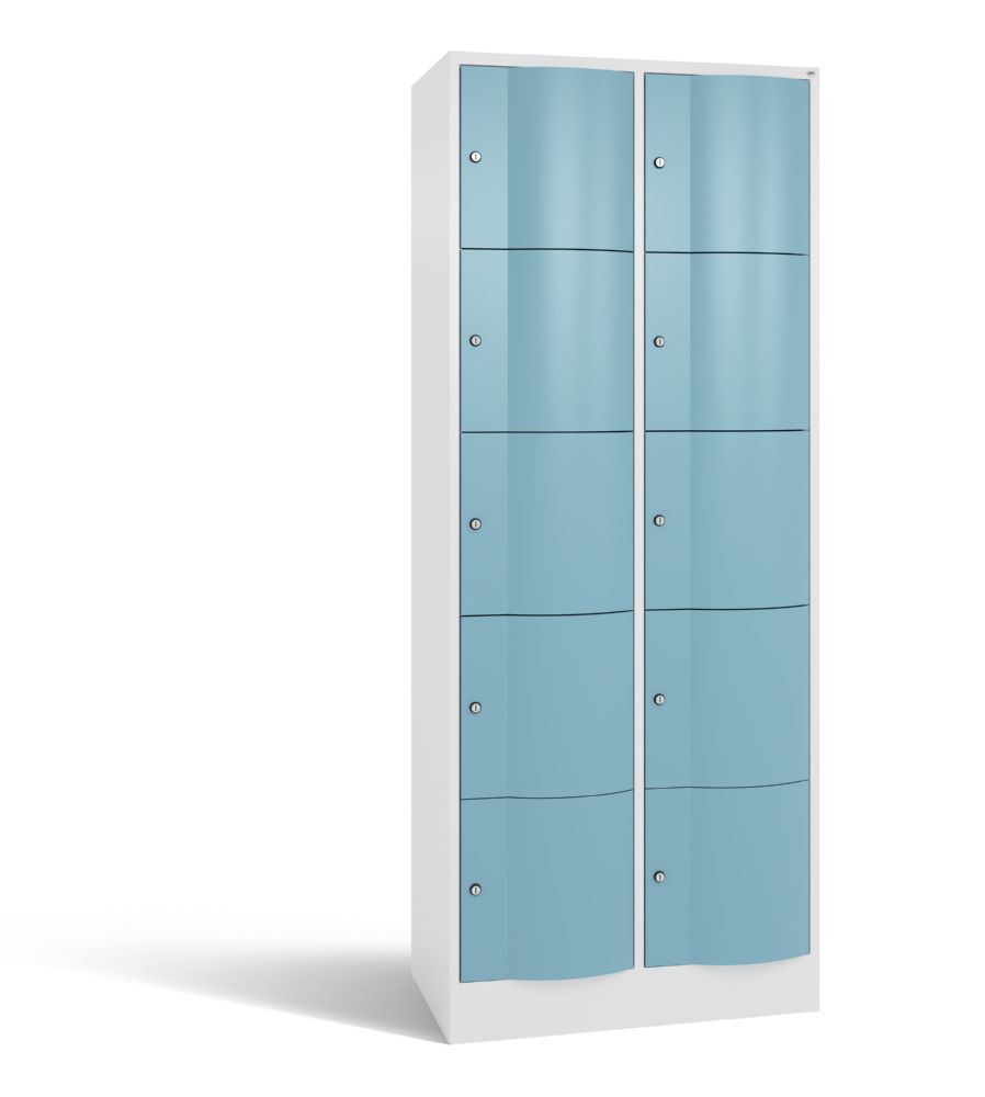 C+P Schließfachschrank Resisto 10 Fächer 1950 x 772 x 540 mm weiß horizontblau Produktbild C+P Schließfachschrank Resisto 10 Fächer 1950 x 772 x 540 mm weiß horizontblau
