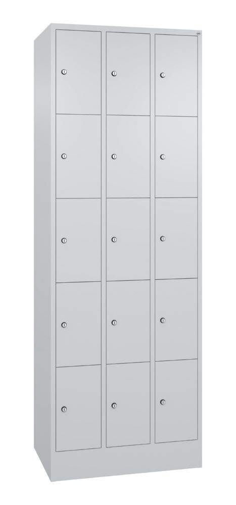 C+P Schließfachschrank Serie 8070 1950 x 680 x 480 mm lichtgrau 3 Abteile 5 Fächern Produktbild C+P Schließfachschrank Serie 8070 1950 x 680 x 480 mm lichtgrau 3 Abteile 5 Fächern