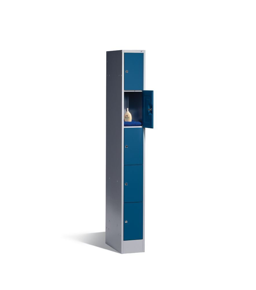 C+P Schließfachschrank Serie 8070 mit 5 Fächer fernblau 240 x 480 x 1950 mm