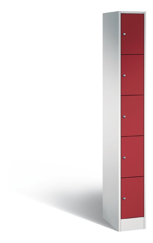 C+P Schließfachschrank Serie 8070 mit 5 Fächer rubinrot 240 x 480 x 1950 mm Produktbild C+P Schließfachschrank Serie 8070 mit 5 Fächer rubinrot 240 x 480 x 1950 mm