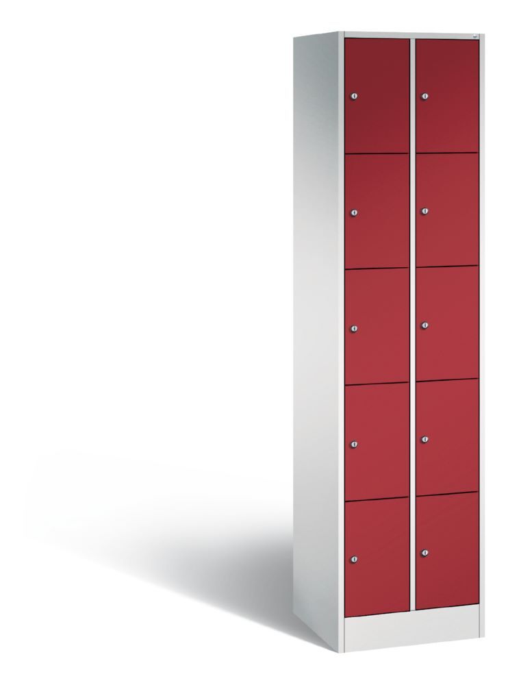 C+P Schließfachschrank Serie 8070 H 1950 x B 460 x T 480 mm lichtgrau rubinrot Produktbild C+P Schließfachschrank Serie 8070 H 1950 x B 460 x T 480 mm lichtgrau rubinrot