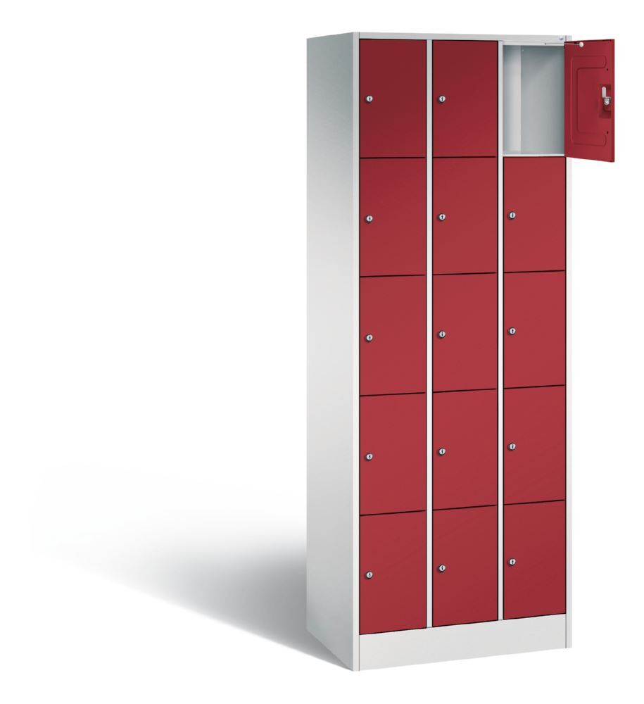 C+P Schließfachschrank Serie 8070 H 1950 x B 680 x T 480 mm lichtgrau rubinrot Produktbild C+P Schließfachschrank Serie 8070 H 1950 x B 680 x T 480 mm lichtgrau rubinrot bild 2