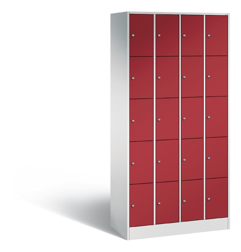 C+P Schließfachschrank Serie 8070 H 1950 x B 900 x T 480 mm lichtgrau rubinrot Produktbild C+P Schließfachschrank Serie 8070 H 1950 x B 900 x T 480 mm lichtgrau rubinrot