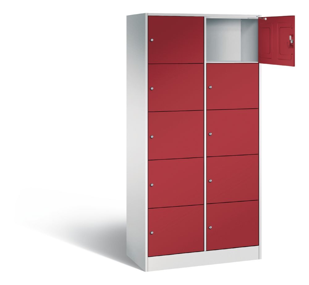 C+P Schließfachschrank Serie 8070 1950 x 900 x 480 mm lichtgrau rubinrot Produktbild C+P Schließfachschrank Serie 8070 1950 x 900 x 480 mm lichtgrau rubinrot bild 2