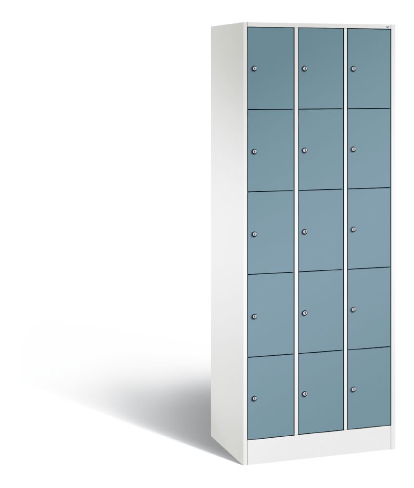 C+P Schließfachschrank Serie 8070 H 1950 x B 680 x T 480 mm weiß horizontblau Produktbild C+P Schließfachschrank Serie 8070 H 1950 x B 680 x T 480 mm weiß horizontblau