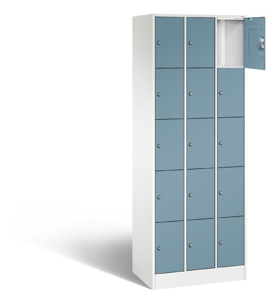 C+P Schließfachschrank Serie 8070 H 1950 x B 680 x T 480 mm weiß horizontblau Produktbild C+P Schließfachschrank Serie 8070 H 1950 x B 680 x T 480 mm weiß horizontblau bild 2