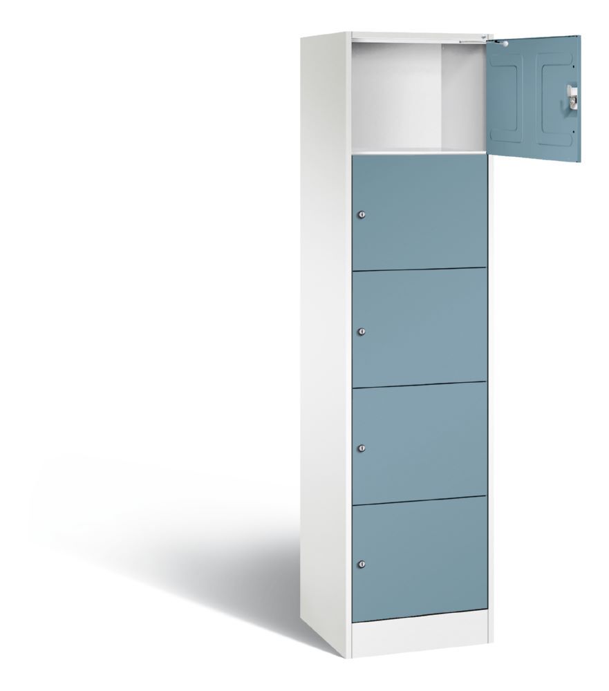 C+P Schließfachschrank Serie 8070 H 1950 x B 460 x T 480 mm weiß horizontblau Produktbild C+P Schließfachschrank Serie 8070 H 1950 x B 460 x T 480 mm weiß horizontblau bild 2