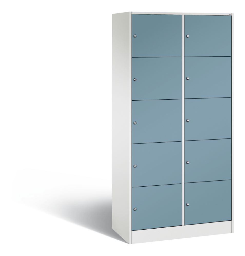 C+P Schließfachschrank Serie 8070 H 1950 x B 900 x T x 480 mm weiß horizontblau Produktbild C+P Schließfachschrank Serie 8070 H 1950 x B 900 x T x 480 mm weiß horizontblau