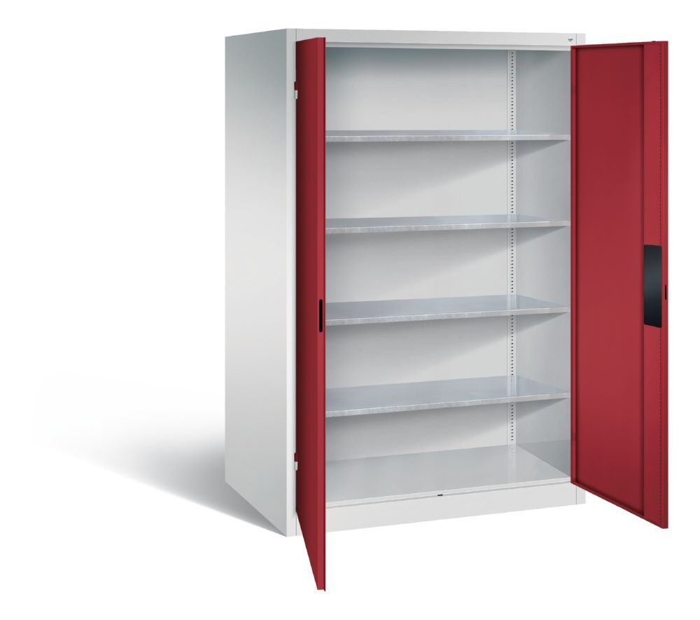 C+P Schwerlastschrank 1950 x B 1200 x T 800 mm lichtgrau rubinrot Produktbild C+P Schwerlastschrank 1950 x B 1200 x T 800 mm lichtgrau rubinrot bild 2