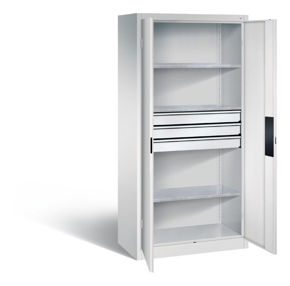 C+P Schwerlastschrank mit Schubladen und Fächer lichtgrau 930 x 500 x 1950 mm Produktbild C+P Schwerlastschrank mit Schubladen und Fächer lichtgrau 930 x 500 x 1950 mm bild 2