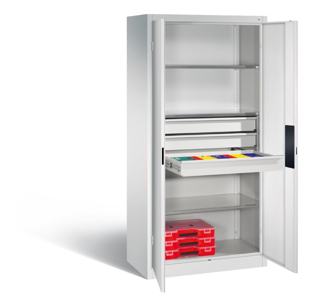 C+P Schwerlastschrank mit Schubladen und Fächer lichtgrau 930 x 500 x 1950 mm Produktbild C+P Schwerlastschrank mit Schubladen und Fächer lichtgrau 930 x 500 x 1950 mm bild 3