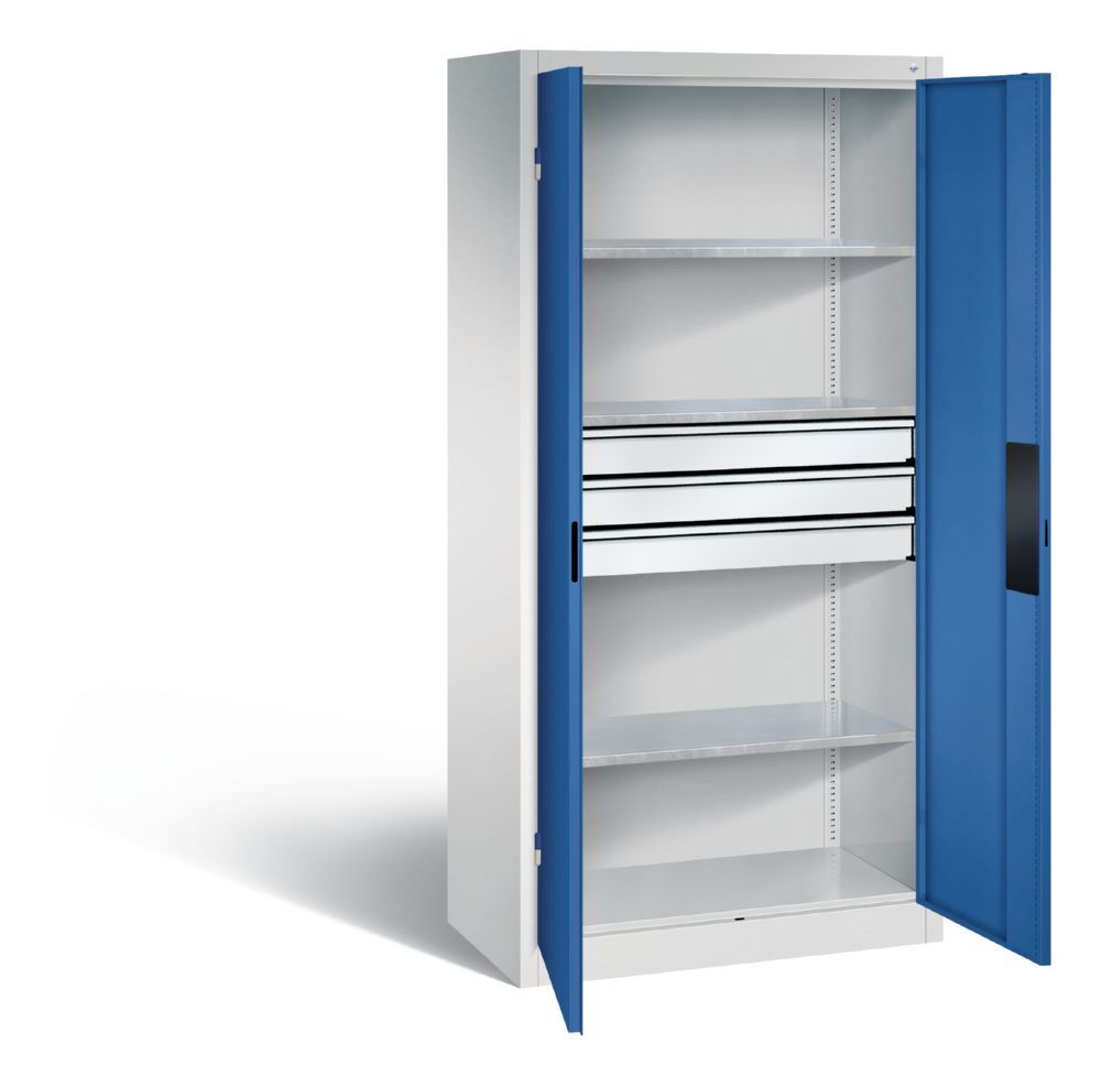 C+P Schwerlastschrank mit Schubladen Stahltüren in enzianblau 930 x 500 x 1950 mm Produktbild C+P Schwerlastschrank mit Schubladen Stahltüren in enzianblau 930 x 500 x 1950 mm bild 2