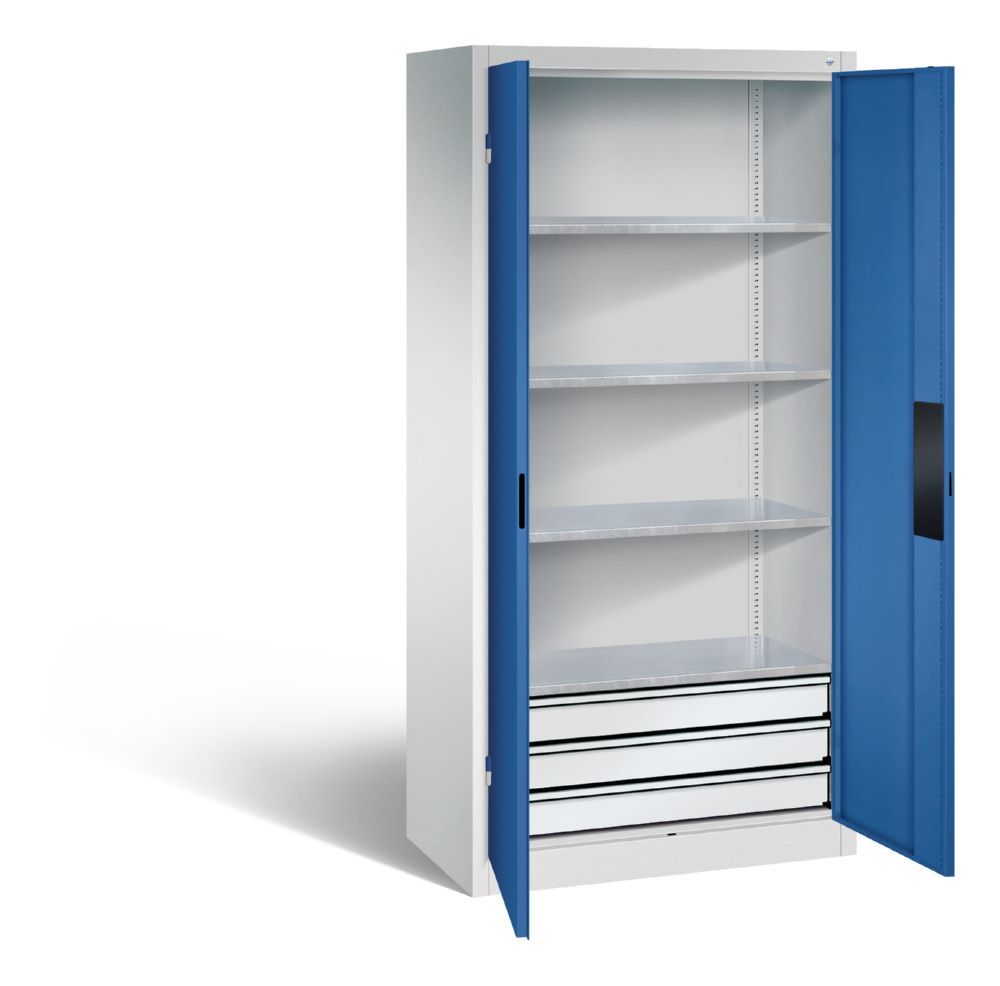 C+P Schwerlastschrank mit 3 Innenschubladen enzianblau 930 x 500 x 1950 mm Produktbild C+P Schwerlastschrank mit 3 Innenschubladen enzianblau 930 x 500 x 1950 mm bild 2