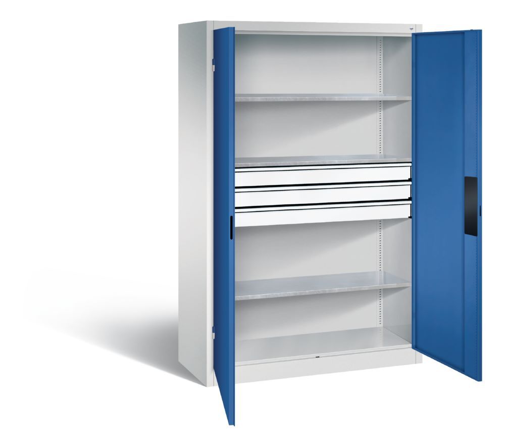 C+P Schwerlastschrank mit Schubladen 1950 x 1200 x 500 mm lichtgrau enzianblau Produktbild C+P Schwerlastschrank mit Schubladen 1950 x 1200 x 500 mm lichtgrau enzianblau bild 2