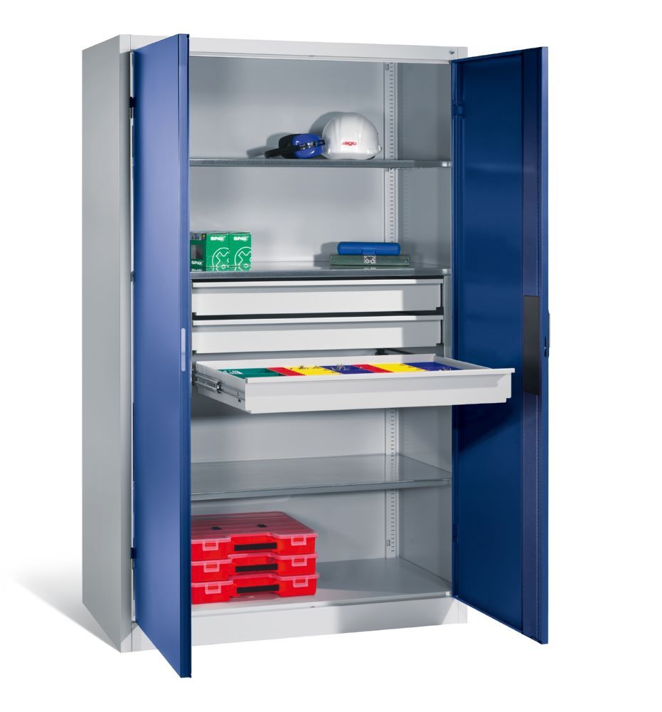 C+P Schwerlastschrank mit Schubladen 1950 x 1200 x 500 mm lichtgrau enzianblau Produktbild C+P Schwerlastschrank mit Schubladen 1950 x 1200 x 500 mm lichtgrau enzianblau bild 3