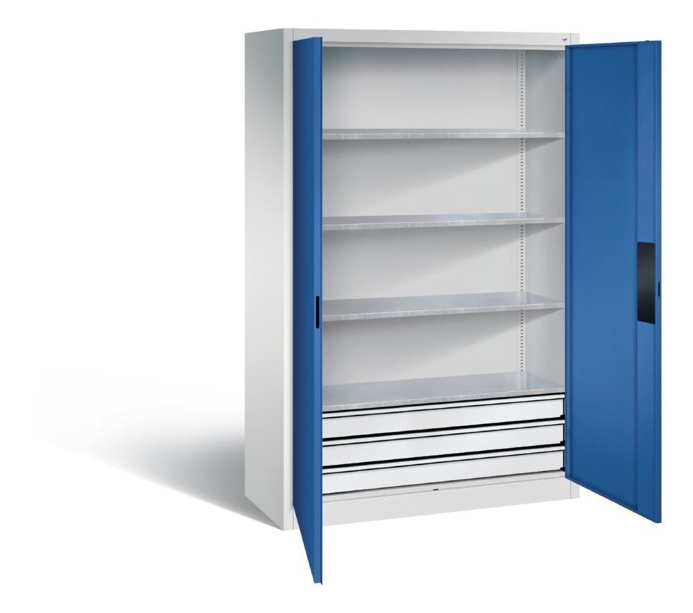 C+P Schwerlastschrank mit Schubladen 1950 x 1200 x 500 mm lichtgrau enzianblau Produktbild C+P Schwerlastschrank mit Schubladen 1950 x 1200 x 500 mm lichtgrau enzianblau bild 2