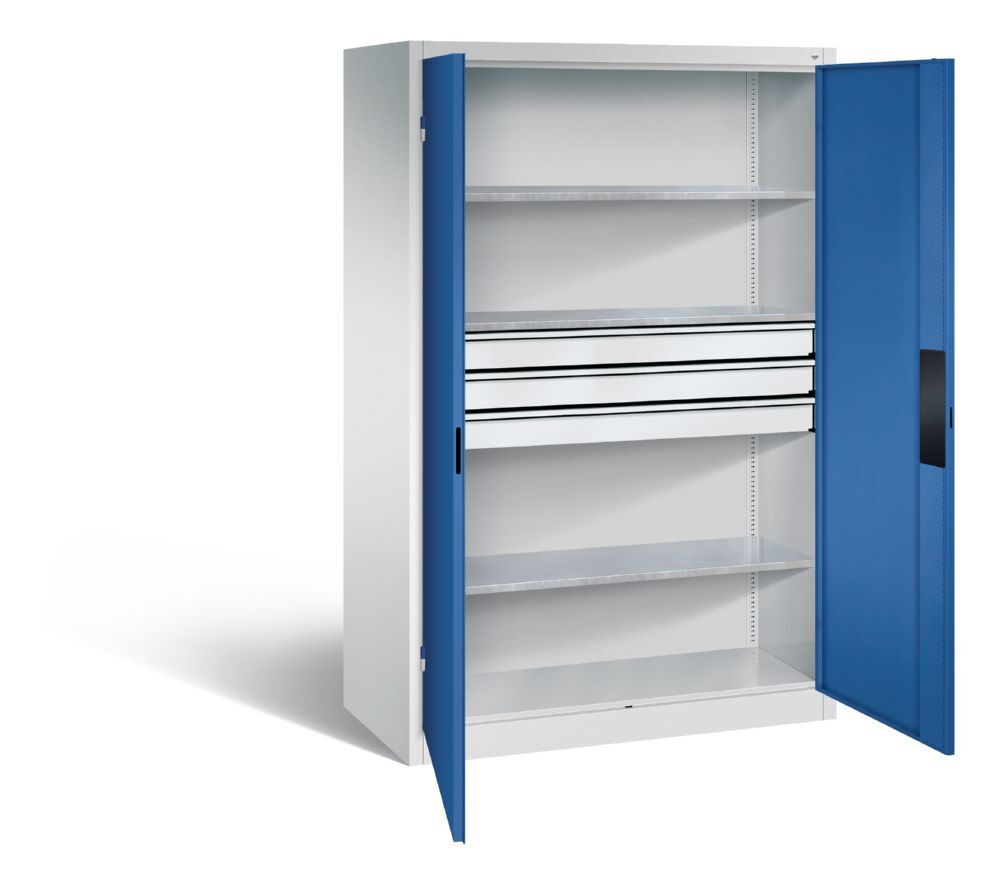 Produktbild C+P Schwerlastschrank mit Schubladen 1950 x 1200 x 600 mm lichtgrau enzianblau bild 2