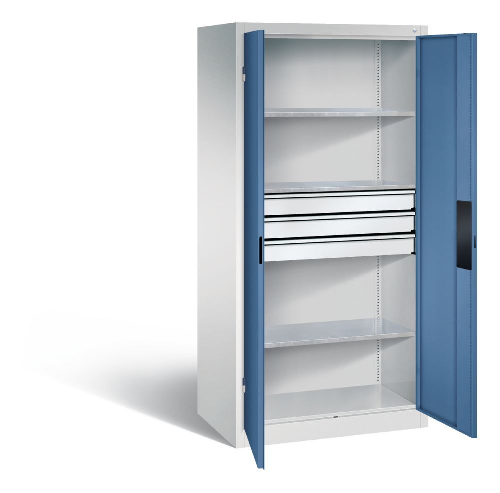 C+P Schwerlastschrank mit Schubladen 1950 x 930 x 600 mm lichtgrau fernblau Produktbild C+P Schwerlastschrank mit Schubladen 1950 x 930 x 600 mm lichtgrau fernblau bild 2