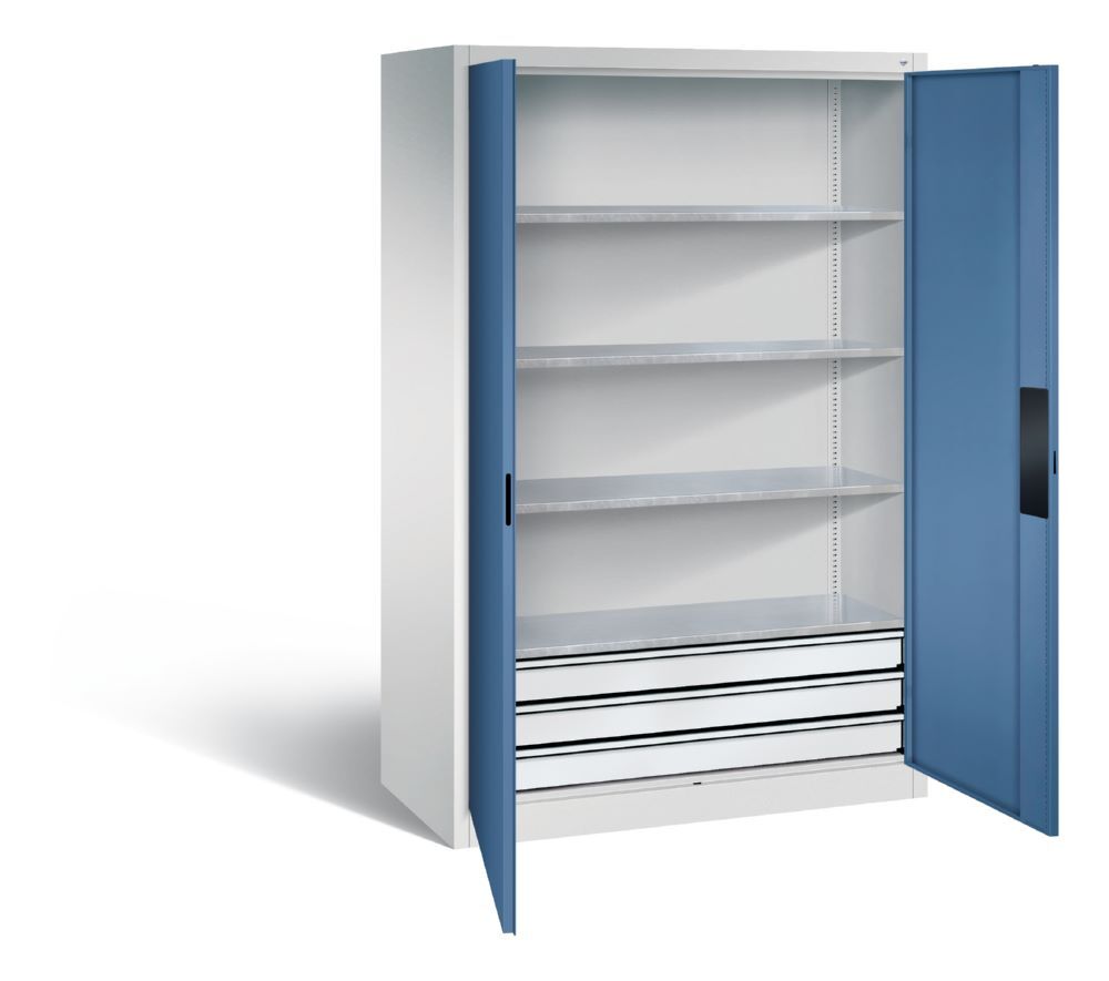 C+P Schwerlastschrank mit Schubladen 1950 x 1200 x 600 mm lichtgrau fernblau Produktbild C+P Schwerlastschrank mit Schubladen 1950 x 1200 x 600 mm lichtgrau fernblau bild 2