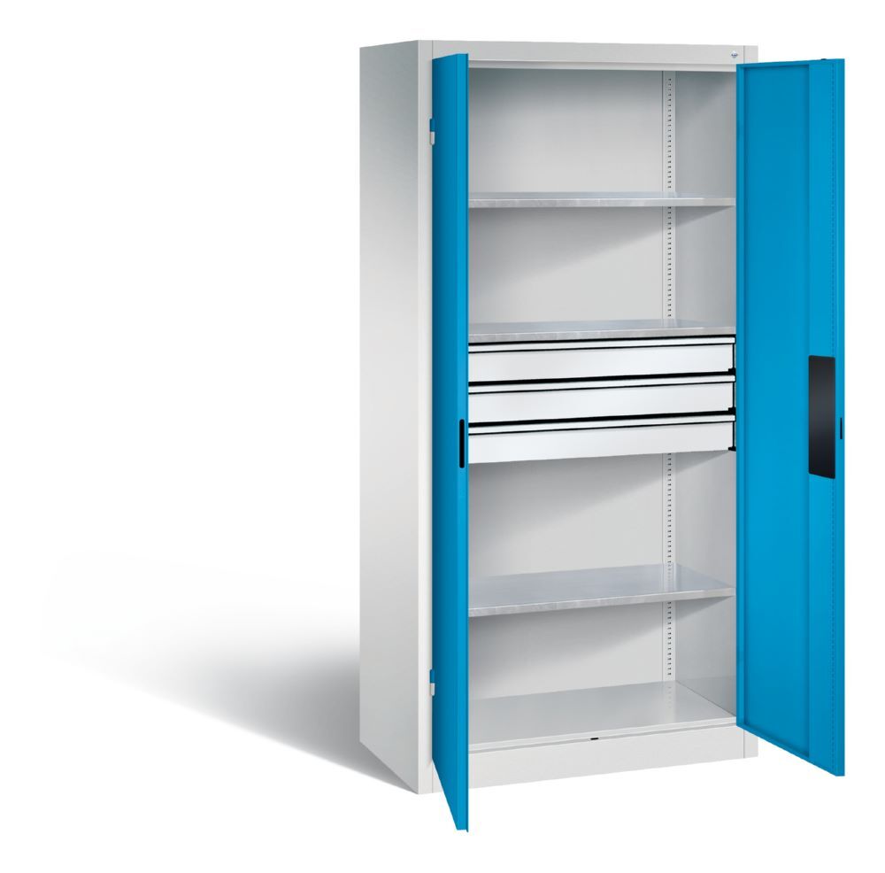 C+P Schwerlastschrank mit Schubladen und Fächern lichtblau 930 x 500 x 1950 mm Produktbild C+P Schwerlastschrank mit Schubladen und Fächern lichtblau 930 x 500 x 1950 mm bild 2