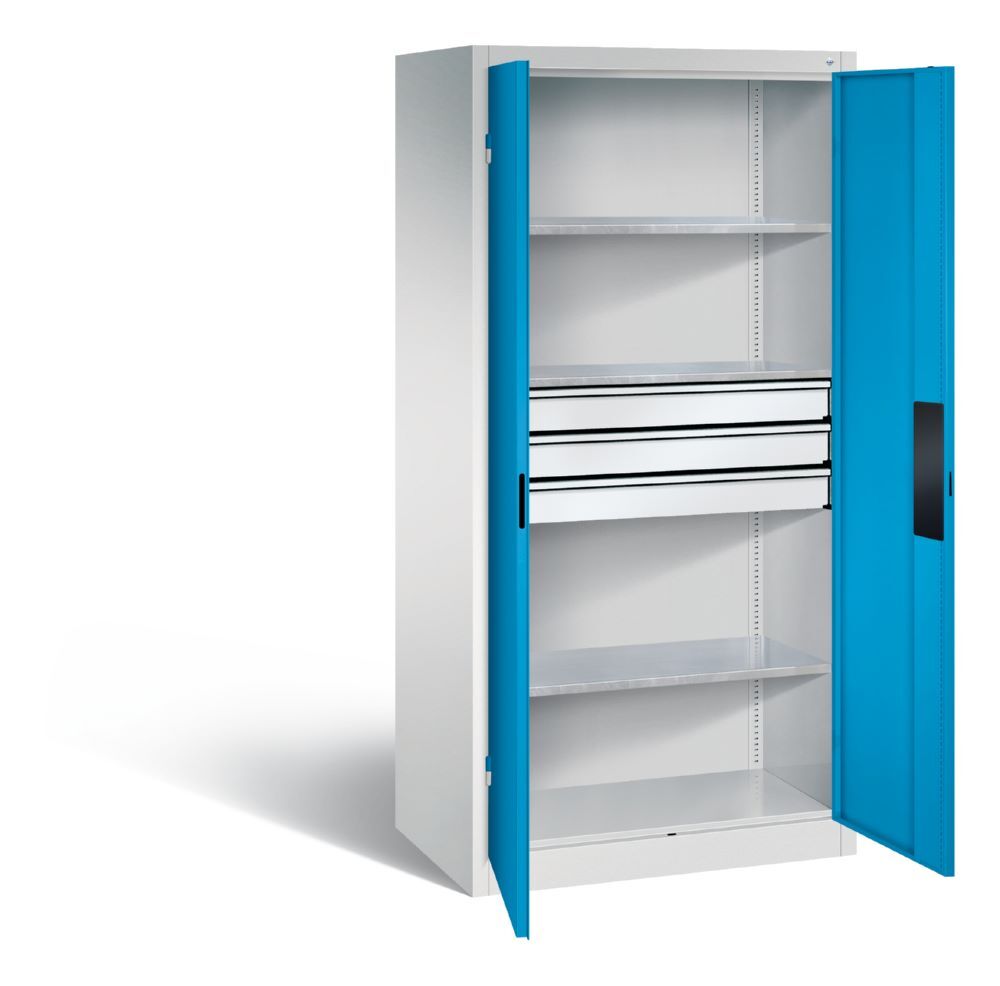 C+P Schwerlastschrank mit Schubladen 1950 x 930 x 600 mm lichtgrau lichtblau Produktbild C+P Schwerlastschrank mit Schubladen 1950 x 930 x 600 mm lichtgrau lichtblau bild 2