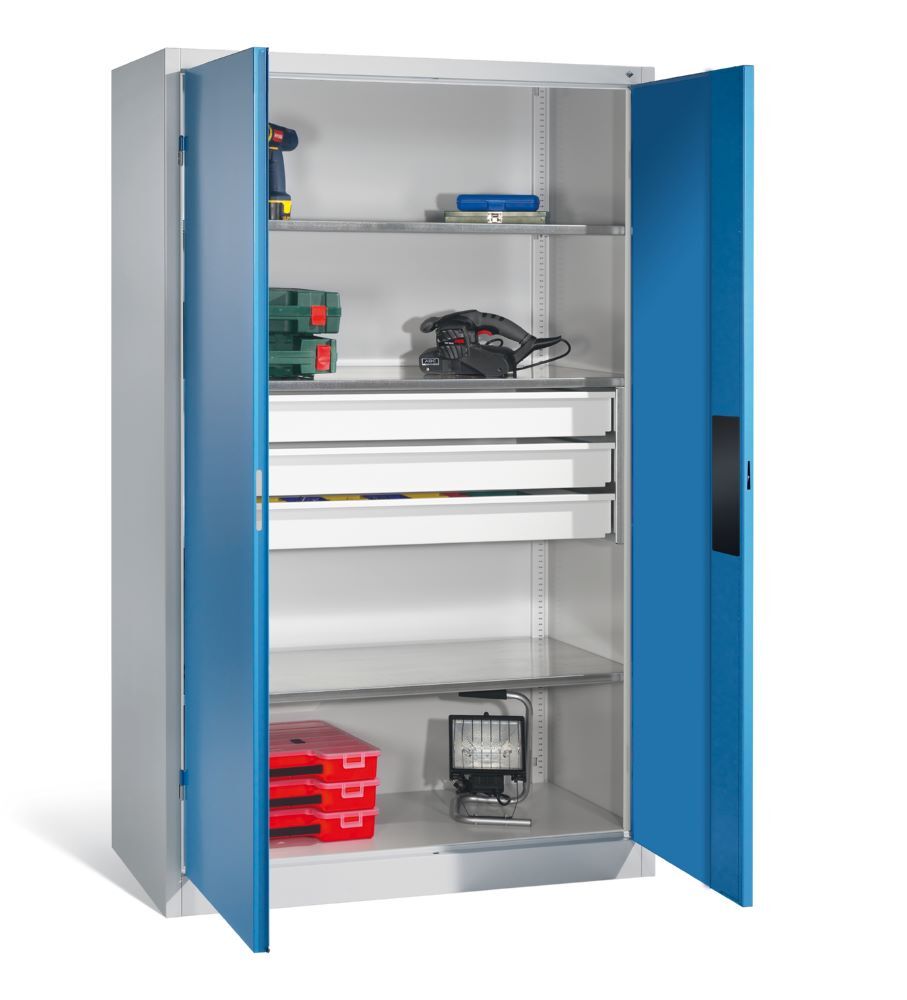 C+P Schwerlastschrank mit Schubladen 1950 x 1200 x 500 mm lichtgrau lichtblau Produktbild C+P Schwerlastschrank mit Schubladen 1950 x 1200 x 500 mm lichtgrau lichtblau bild 3