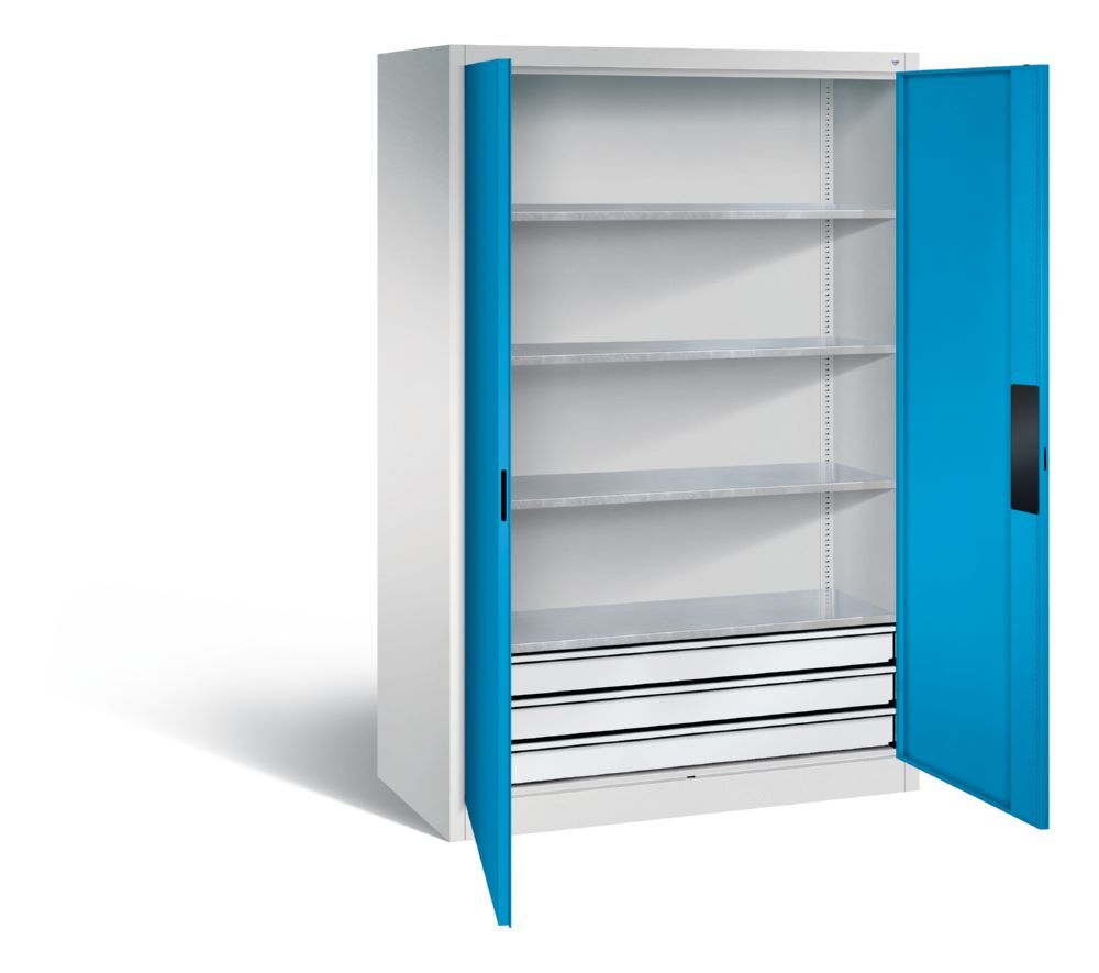 C+P Schwerlastschrank Serie 89 mit Schubladen H 1950 mm lichtgrau lichtblau Produktbild C+P Schwerlastschrank Serie 89 mit Schubladen H 1950 mm lichtgrau lichtblau bild 2