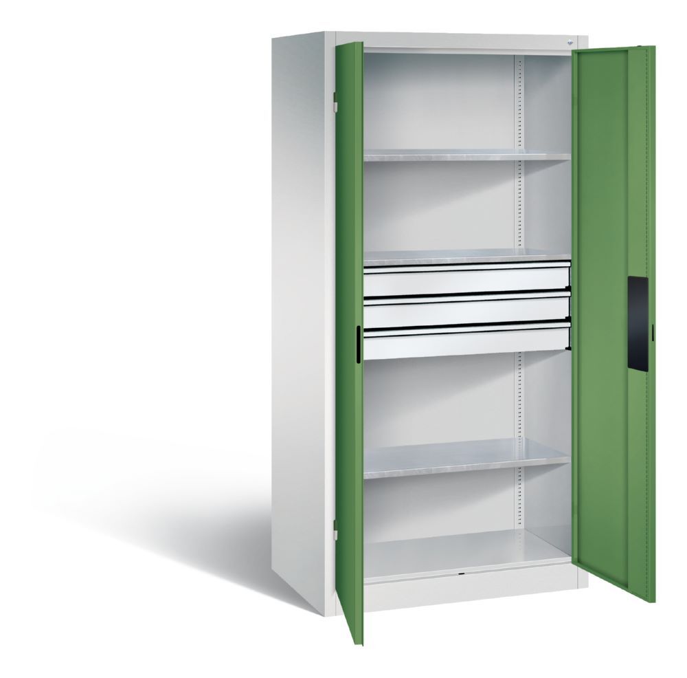 C+P Schwerlastschrank mit Schubladen 1950 x 930 x 600 mm lichtgrau resedagrün Produktbild C+P Schwerlastschrank mit Schubladen 1950 x 930 x 600 mm lichtgrau resedagrün bild 2