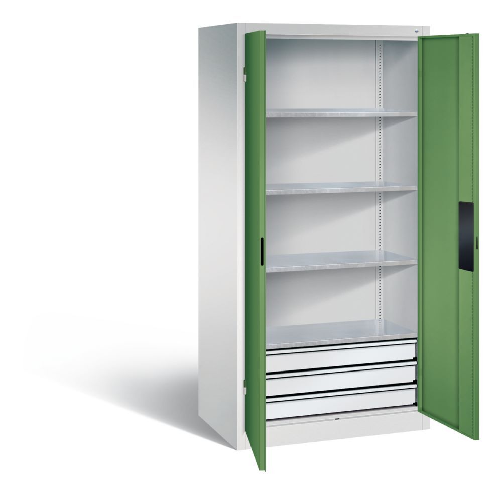 C+P Schwerlastschrank mit Schubladen 1950 x 930 x 600 mm lichtgrau resedagrün Produktbild C+P Schwerlastschrank mit Schubladen 1950 x 930 x 600 mm lichtgrau resedagrün bild 2