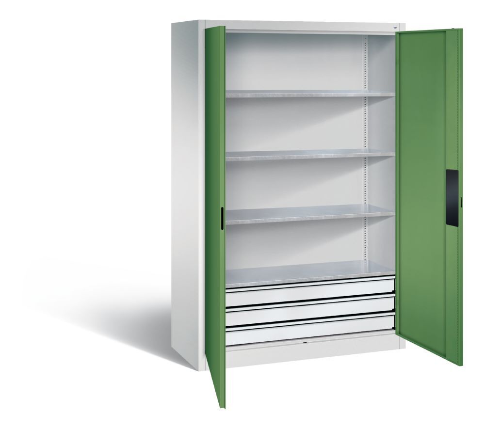 C+P Schwerlastschrank mit Schubladen 1950 x 1200 x 500 mm lichtgrau resedagrün Produktbild C+P Schwerlastschrank mit Schubladen 1950 x 1200 x 500 mm lichtgrau resedagrün bild 2