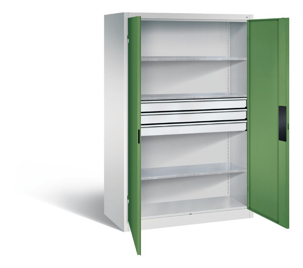 C+P Schwerlastschrank mit Schubladen 1950 x 1200 x 600 mm lichtgrau resedagrün Produktbild C+P Schwerlastschrank mit Schubladen 1950 x 1200 x 600 mm lichtgrau resedagrün bild 2