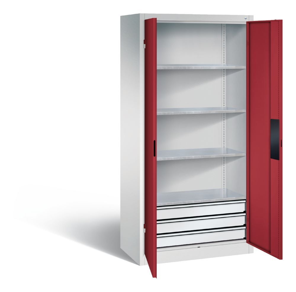C+P Schwerlastschrank mit 3 Innenschubladen rubinrot 930 x 500 x 1950 mm Produktbild C+P Schwerlastschrank mit 3 Innenschubladen rubinrot 930 x 500 x 1950 mm bild 2