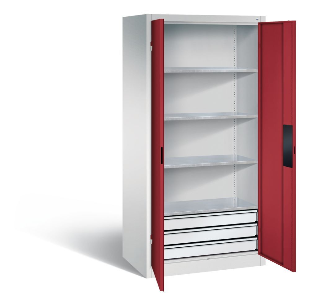 C+P Schwerlastschrank mit Schubladen 1950 x 930 x 600 mm lichtgrau rubinrot Produktbild C+P Schwerlastschrank mit Schubladen 1950 x 930 x 600 mm lichtgrau rubinrot bild 2