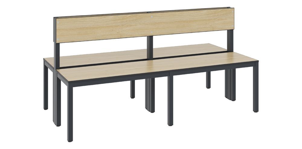 C+P Sitzbank 2-seitig Feuchtraum 796 x 1500 x 760 mm schwarzgrau HPL eiche Produktbild C+P Sitzbank 2-seitig Feuchtraum 796 x 1500 x 760 mm schwarzgrau HPL eiche bild 2