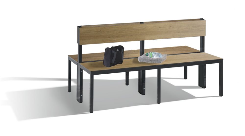C+P Sitzbank 2-seitig Feuchtraum 796 x 1500 x 760 mm schwarzgrau HPL eiche Produktbild C+P Sitzbank 2-seitig Feuchtraum 796 x 1500 x 760 mm schwarzgrau HPL eiche bild 3