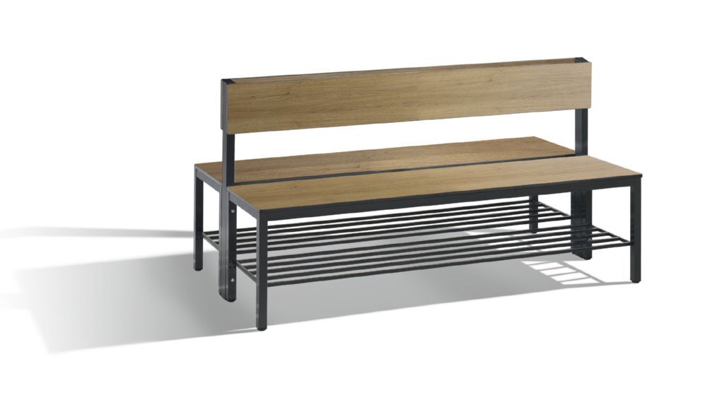 C+P Sitzbank 2-seitig Feuchtraum 796 x 1500 x 760 mm schwarzgrau HPL eiche Produktbild C+P Sitzbank 2-seitig Feuchtraum 796 x 1500 x 760 mm schwarzgrau HPL eiche
